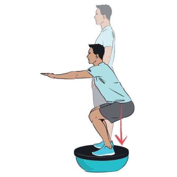 Squats on Flat Side of Bosu Ball - core exercises